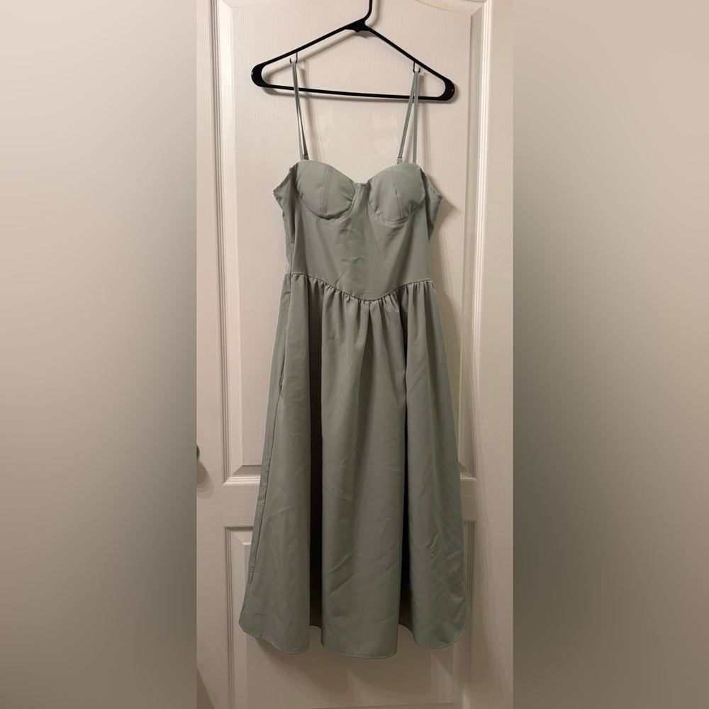 Light Green Fitted Midi Dress